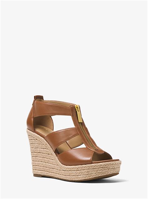 michael kors damita wedge luggage leather